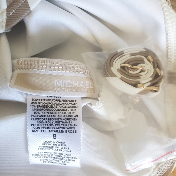 Michael Kors White Zebra One Shoulder One Piece Swimsuit Bathing suit NWT Size 8 - Picture 7 of 8